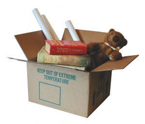 a box full of stuff for moving from Brooklyn