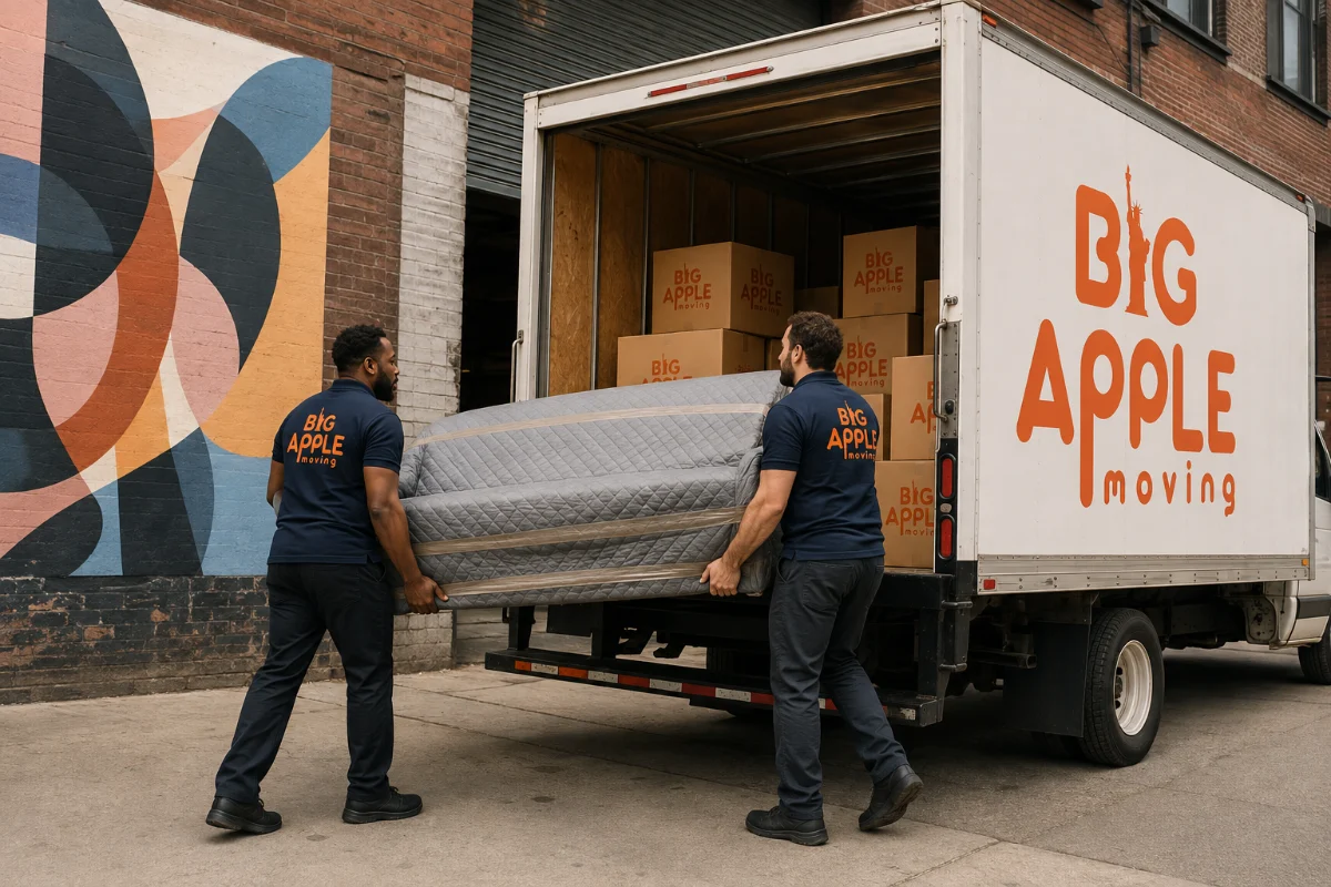 Big Apple Moving crew loading a truck in Bushwick