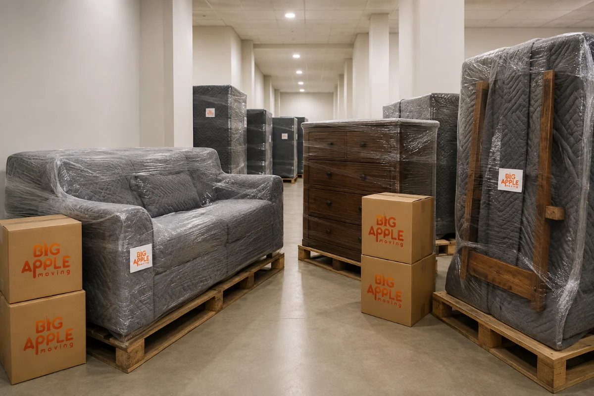 Wrapped household furniture in Big Apple Moving storage